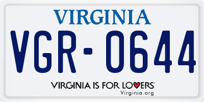 VA license plate VGR0644