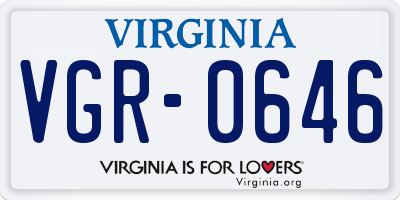 VA license plate VGR0646