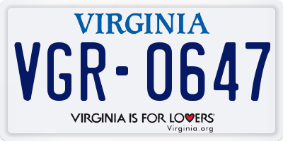 VA license plate VGR0647