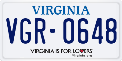 VA license plate VGR0648