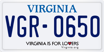 VA license plate VGR0650