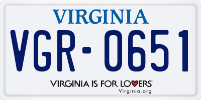 VA license plate VGR0651