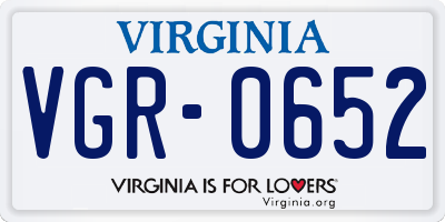 VA license plate VGR0652