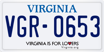 VA license plate VGR0653