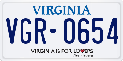 VA license plate VGR0654
