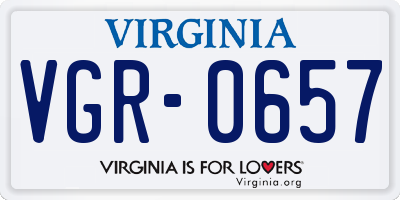 VA license plate VGR0657