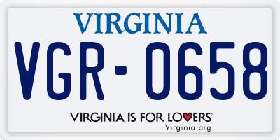 VA license plate VGR0658
