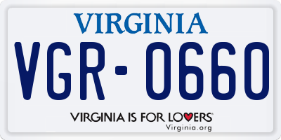 VA license plate VGR0660