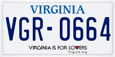VA license plate VGR0664