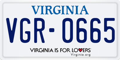 VA license plate VGR0665