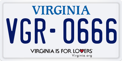 VA license plate VGR0666