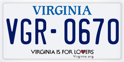 VA license plate VGR0670