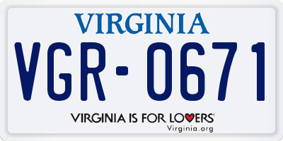 VA license plate VGR0671