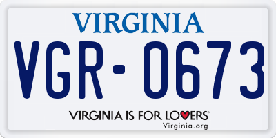 VA license plate VGR0673