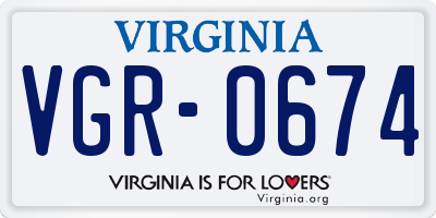 VA license plate VGR0674