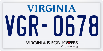 VA license plate VGR0678