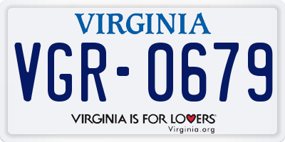 VA license plate VGR0679