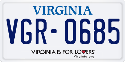 VA license plate VGR0685