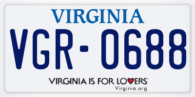 VA license plate VGR0688