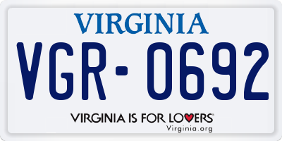 VA license plate VGR0692