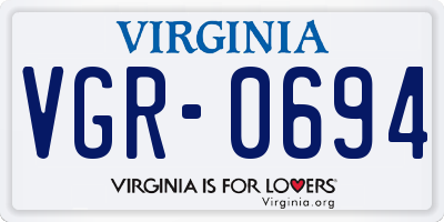 VA license plate VGR0694