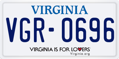 VA license plate VGR0696