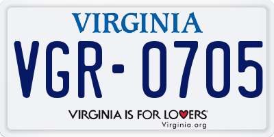 VA license plate VGR0705