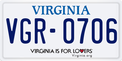 VA license plate VGR0706