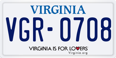 VA license plate VGR0708