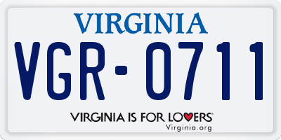 VA license plate VGR0711