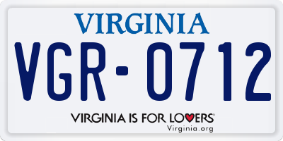 VA license plate VGR0712