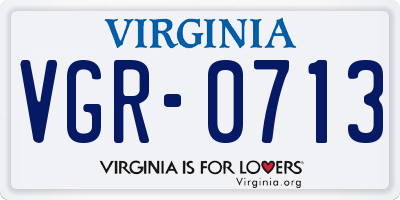 VA license plate VGR0713
