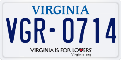VA license plate VGR0714