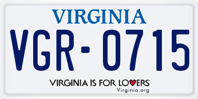 VA license plate VGR0715