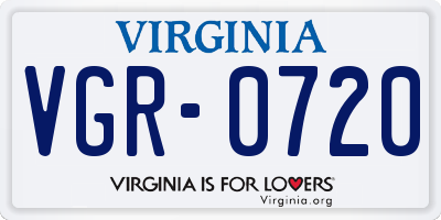 VA license plate VGR0720