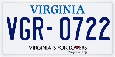 VA license plate VGR0722