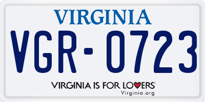VA license plate VGR0723
