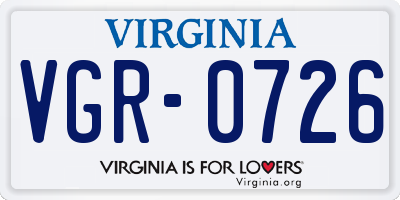 VA license plate VGR0726