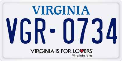 VA license plate VGR0734