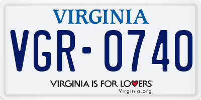 VA license plate VGR0740
