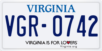 VA license plate VGR0742