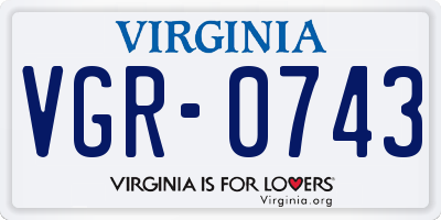 VA license plate VGR0743