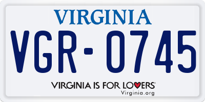 VA license plate VGR0745