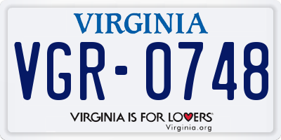 VA license plate VGR0748