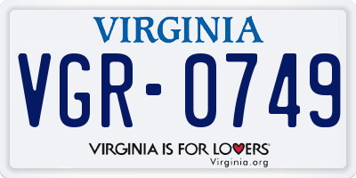 VA license plate VGR0749