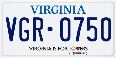 VA license plate VGR0750