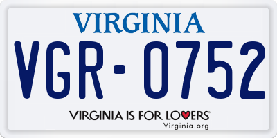 VA license plate VGR0752