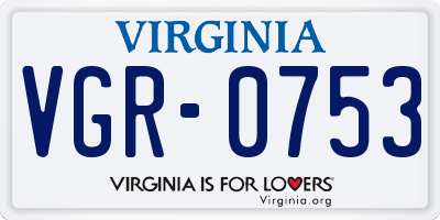 VA license plate VGR0753