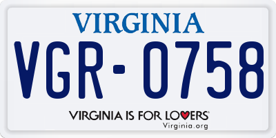 VA license plate VGR0758