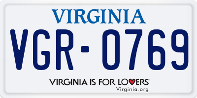 VA license plate VGR0769